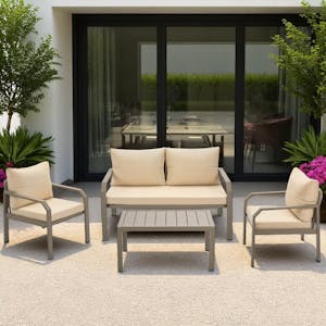 Salon de jardin détente en aluminium beige & taupe LOS